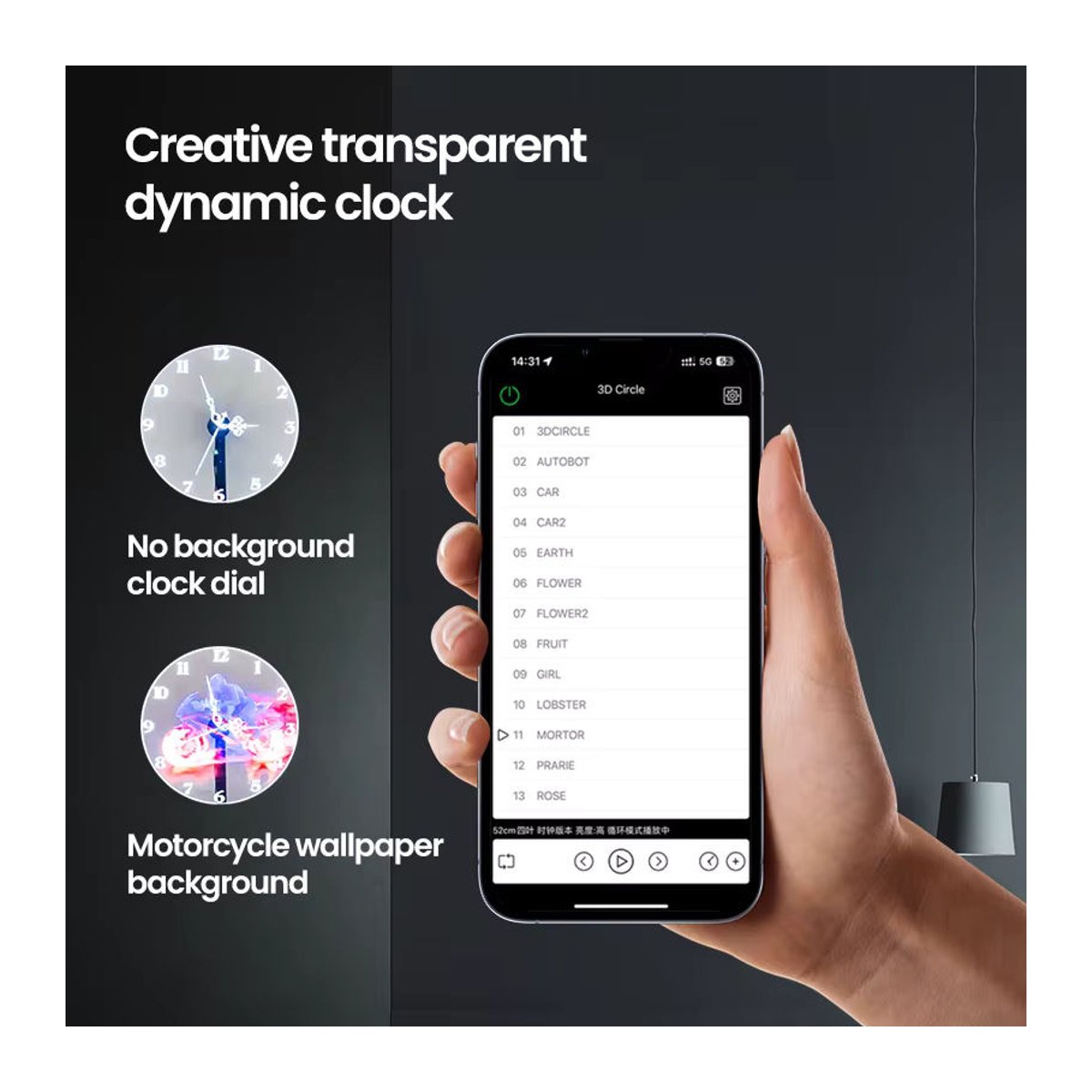 AZMAX Cyberpunk 3D LED Digitale Wanduhr mit modernem Design und Projektor-Effekt zur Wandmontage - Bild 1