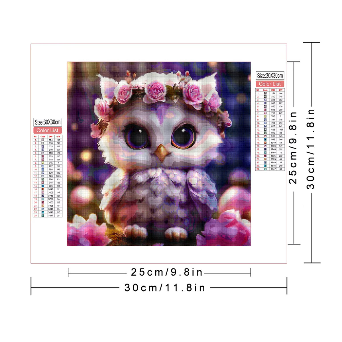 AZQSD 5D-Diamantgemälde Eule Tiermosaik als Kreuzstich-Set mit Strasssteinen, mehrfarbig, B/B/H: 30 x 30 x 30 cm - Bild 1