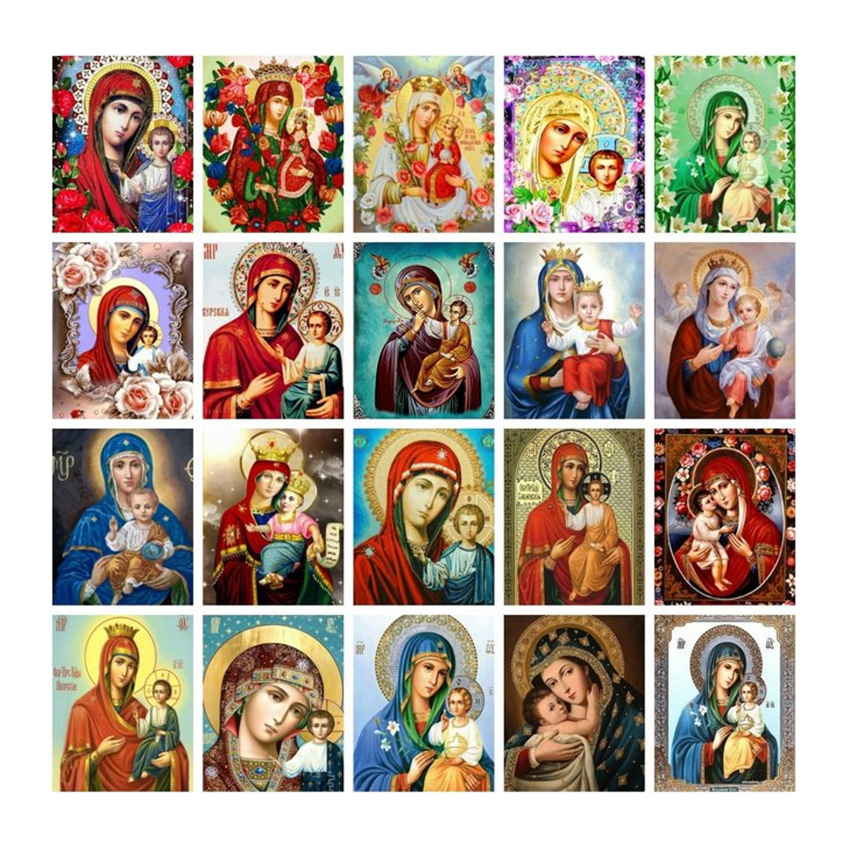 AZQSD 5D-Diamantgemälde Jungfrau Maria religiöse Ikone als Mosaik-Porträt in Mehrfarbig, B/H: 30 x 40 cm - Bild 1