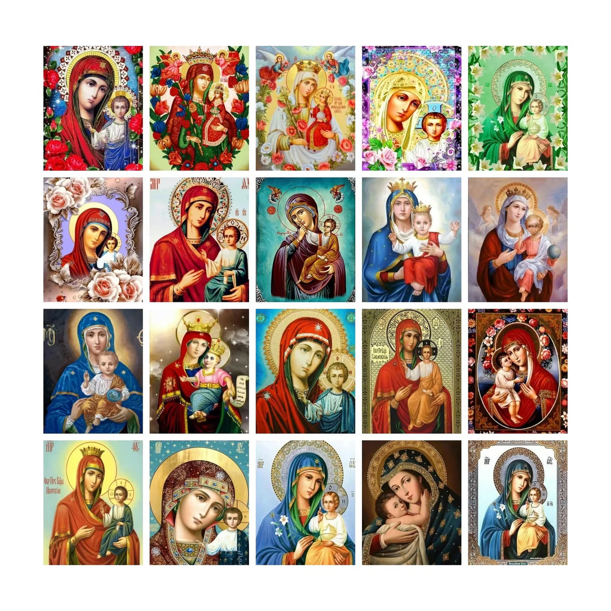 AZQSD 5D-Diamantgemälde Jungfrau Maria religiöse Ikone als Mosaik-Porträt in Mehrfarbig, B/H: 30 x 40 cm - Bild 2