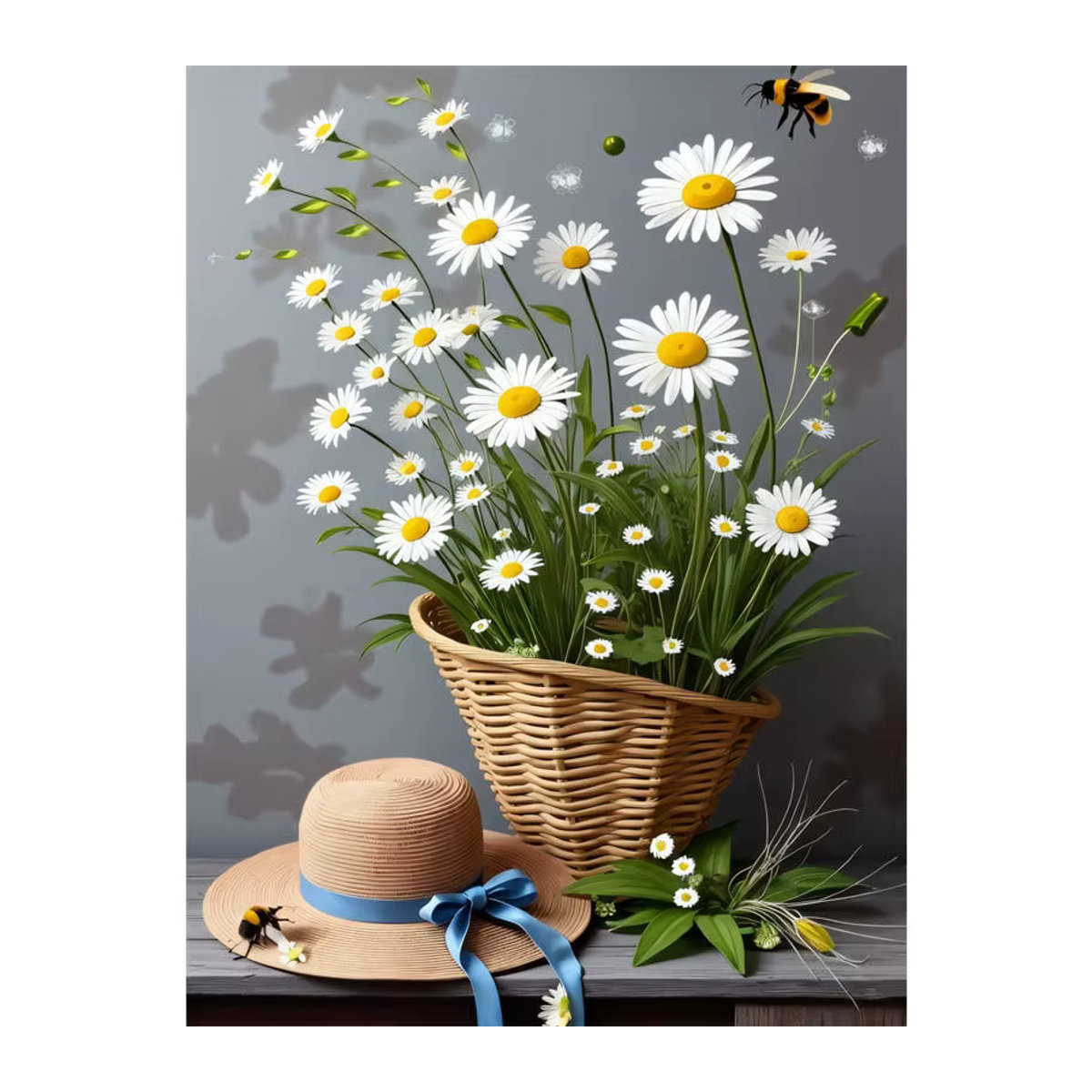 AZQSD Diamant-Gemälde Gänseblümchen-Blume als quadratisches Mosaik-Stickerei-Set zur Wanddekoration - Bild 3