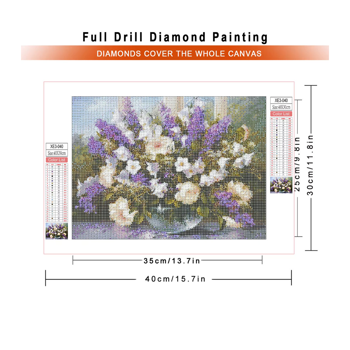 AZQSD Diamant-Gemälde mit floralem Motiv Pfingstrose und Sonnenblume, mehrfarbig, B/H: 30 x 40 cm - Bild 1
