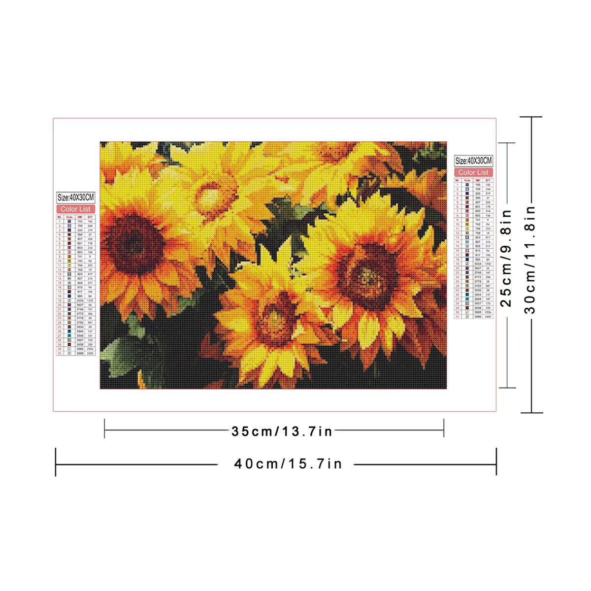 AZQSD Diamant-Gemälde Sonnenblume in Gelb mit runden Bohrern als Wandmontage-Blumenmosaik - Bild 2