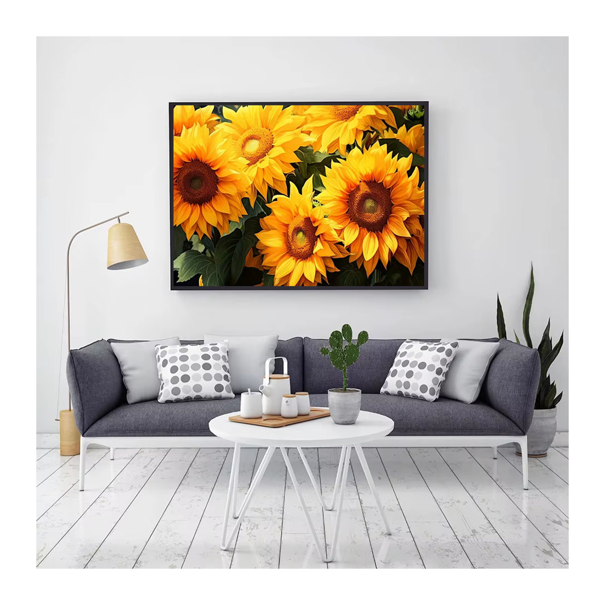 AZQSD Diamant-Gemälde Sonnenblume in Gelb mit runden Bohrern als Wandmontage-Blumenmosaik - Bild 4