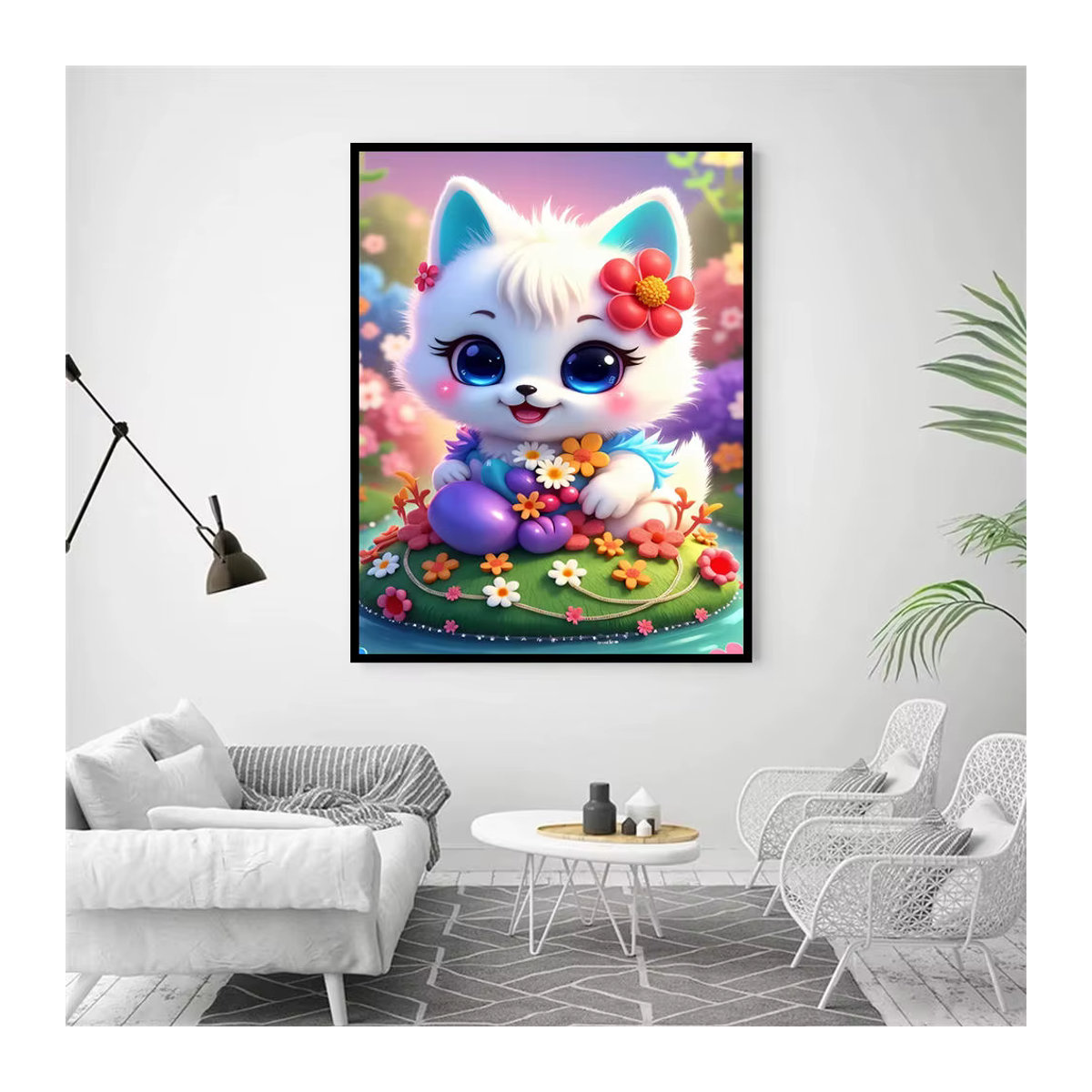 AZQSD Diamant-Kunstgemälde mit Hund und Katze als Full Round Stickerei für deine Heimdekoration - Bild 2