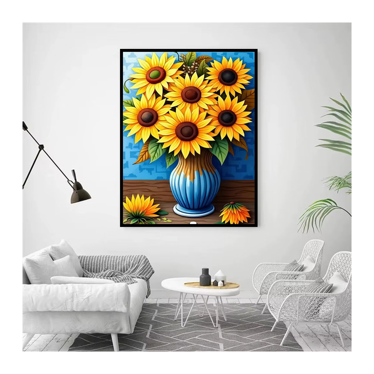 AZQSD Diamant-Kunstgemälde Sonnenblume als Kreuzstich-Set zur Wanddekoration mit Full Round Bohrer-Steinen - Bild 2