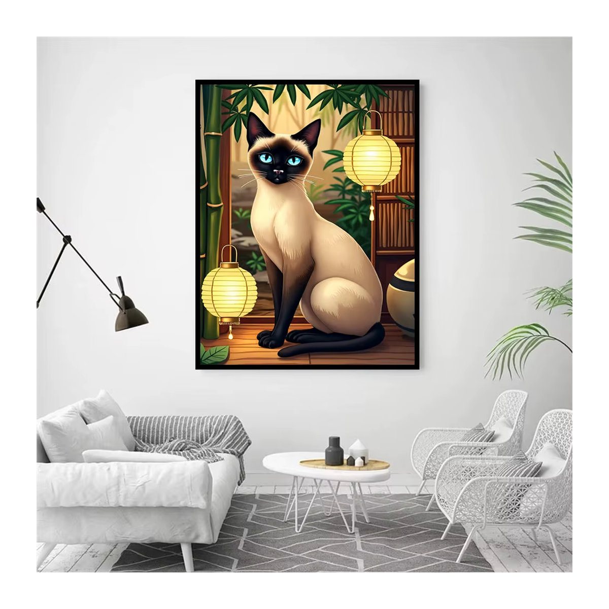 AZQSD Diamant-Malerei Katze als Kreuzstich-Set mit Full Round Steinchen zur Heimdekoration B/H: 30 x 30 cm - Bild 2
