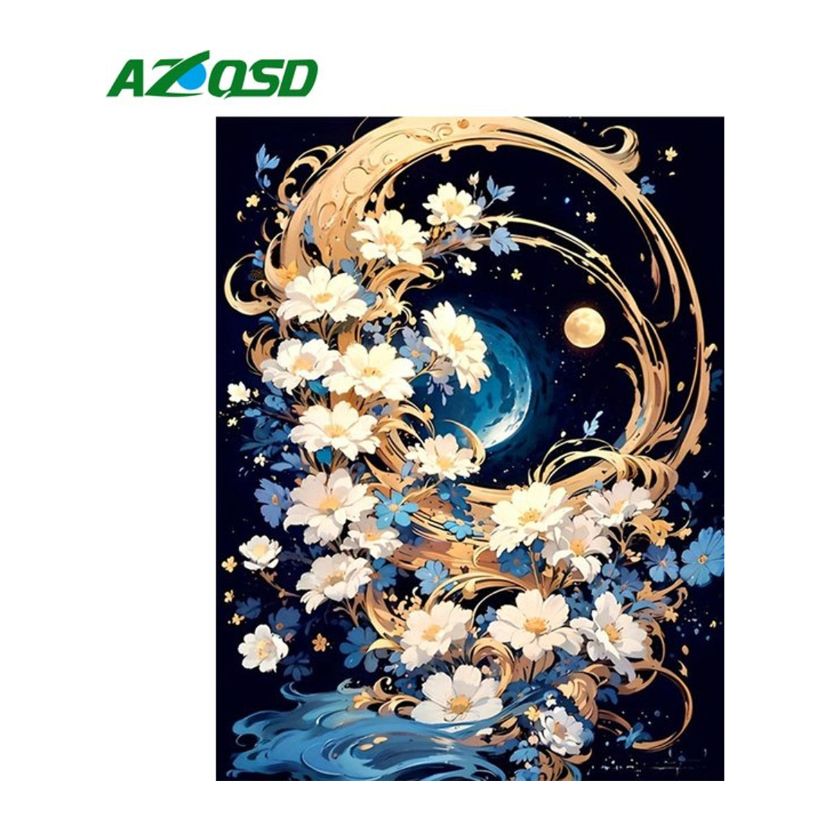 AZQSD Diamant-Stickerei 5D Gänseblümchen Mosaik Kunsthandwerk mit mehrfarbigen Strasssteinen zur Wandmontage - Bild 1