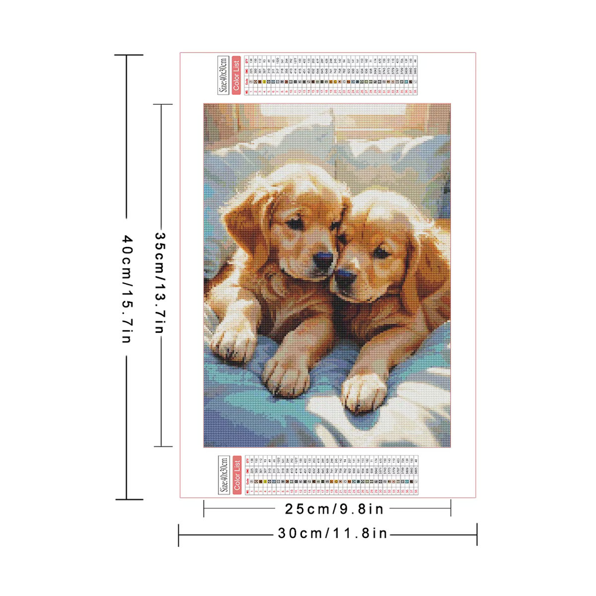 AZQSD Diamant-Stickerei Hund Tierbild als Kreuzstich-Set mit vollen runden Steinen, mehrfarbig, B/H: 30 x 40 cm - Bild 2