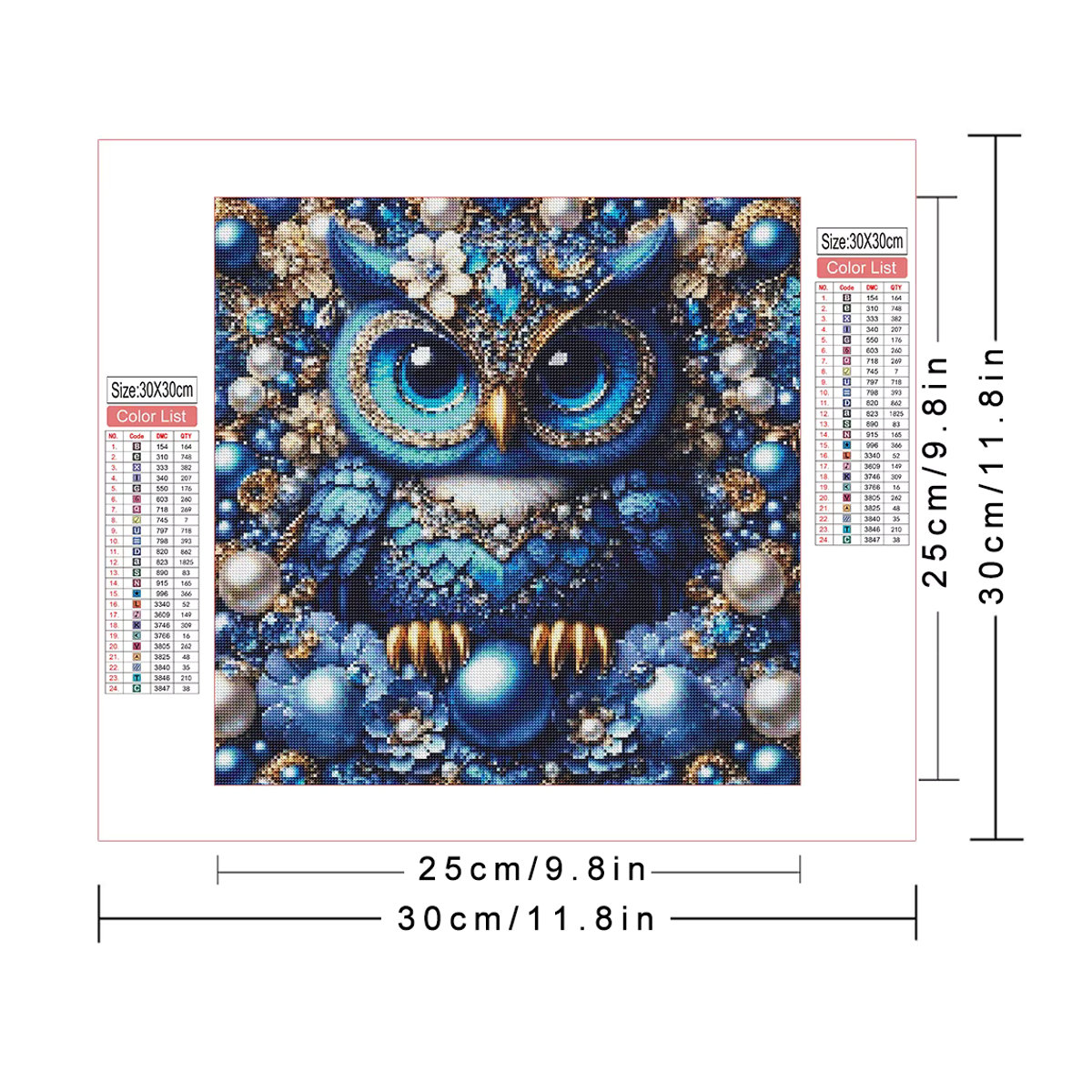 AZQSD Diamantgemälde Eule DIY-Set mit blauen Strasssteinen für Handarbeit und Heimdekoration - Bild 2