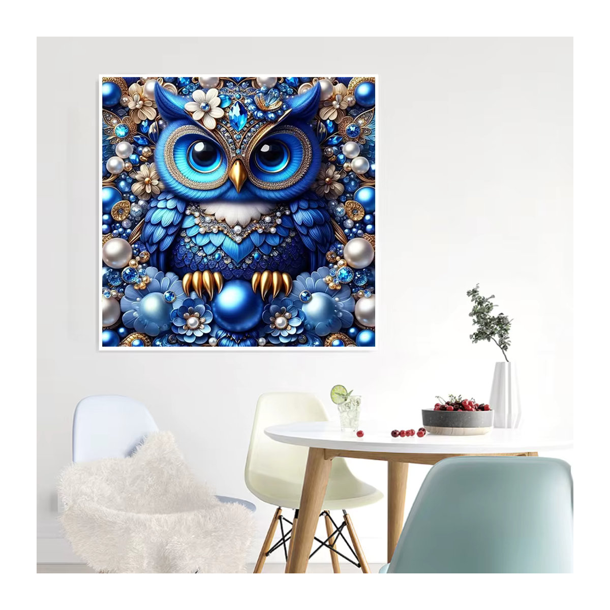 AZQSD Diamantgemälde Eule DIY-Set mit blauen Strasssteinen für Handarbeit und Heimdekoration - Bild 4