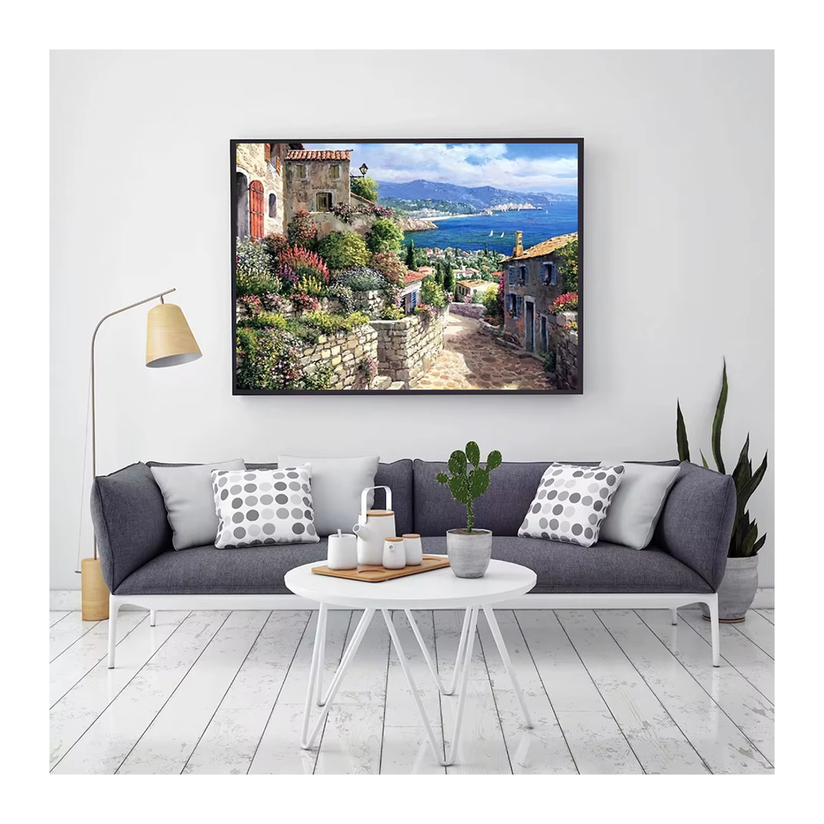 AZQSD Diamantmalerei DIY Set Stadtlandschaft mit Meer und Haus als Wanddekoration in Mehrfarbig - Bild 3