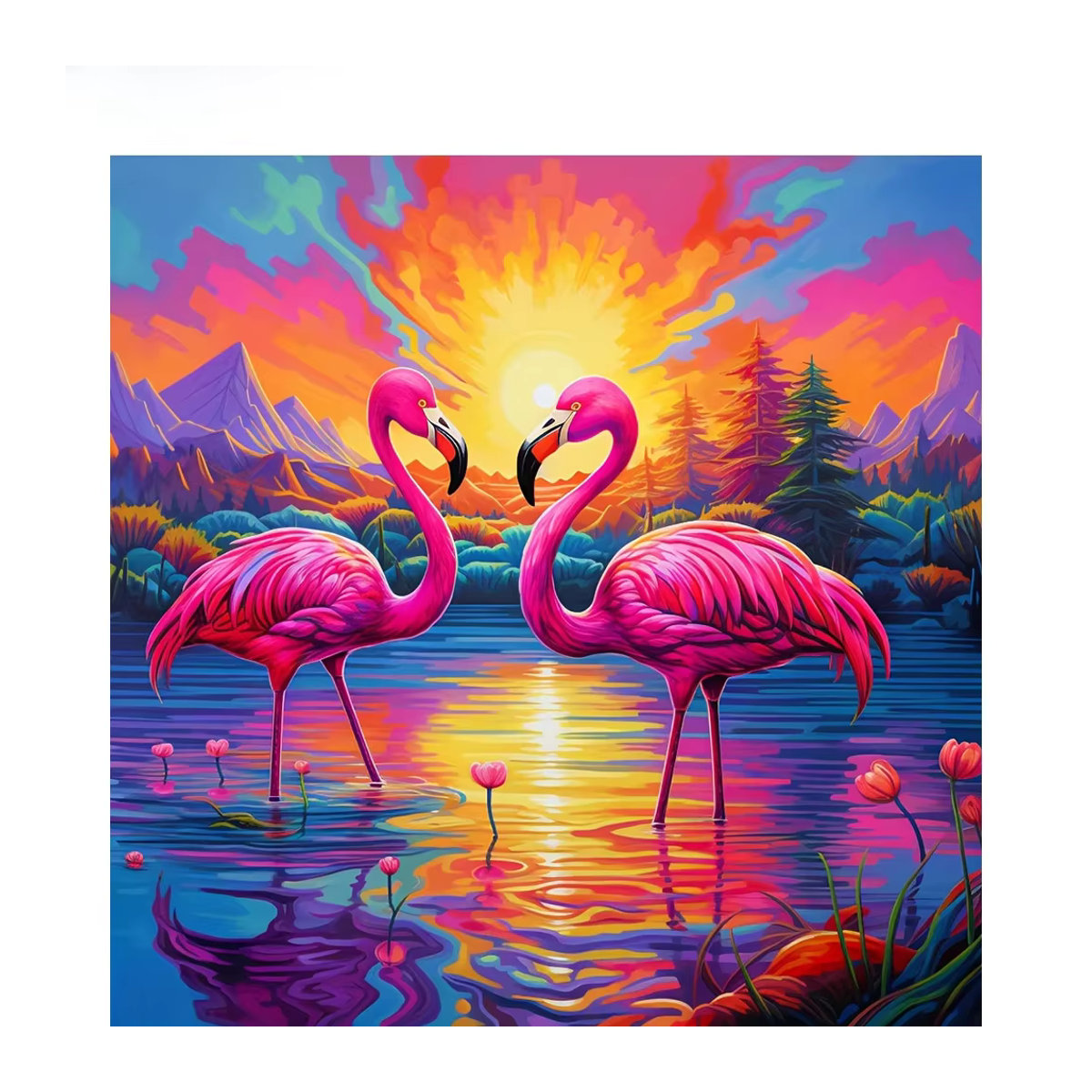 Azqsd Diamantmalerei Flamingo Tier Motiv als mehrfarbiges Strass-Bild zur Wandmontage - Bild 4