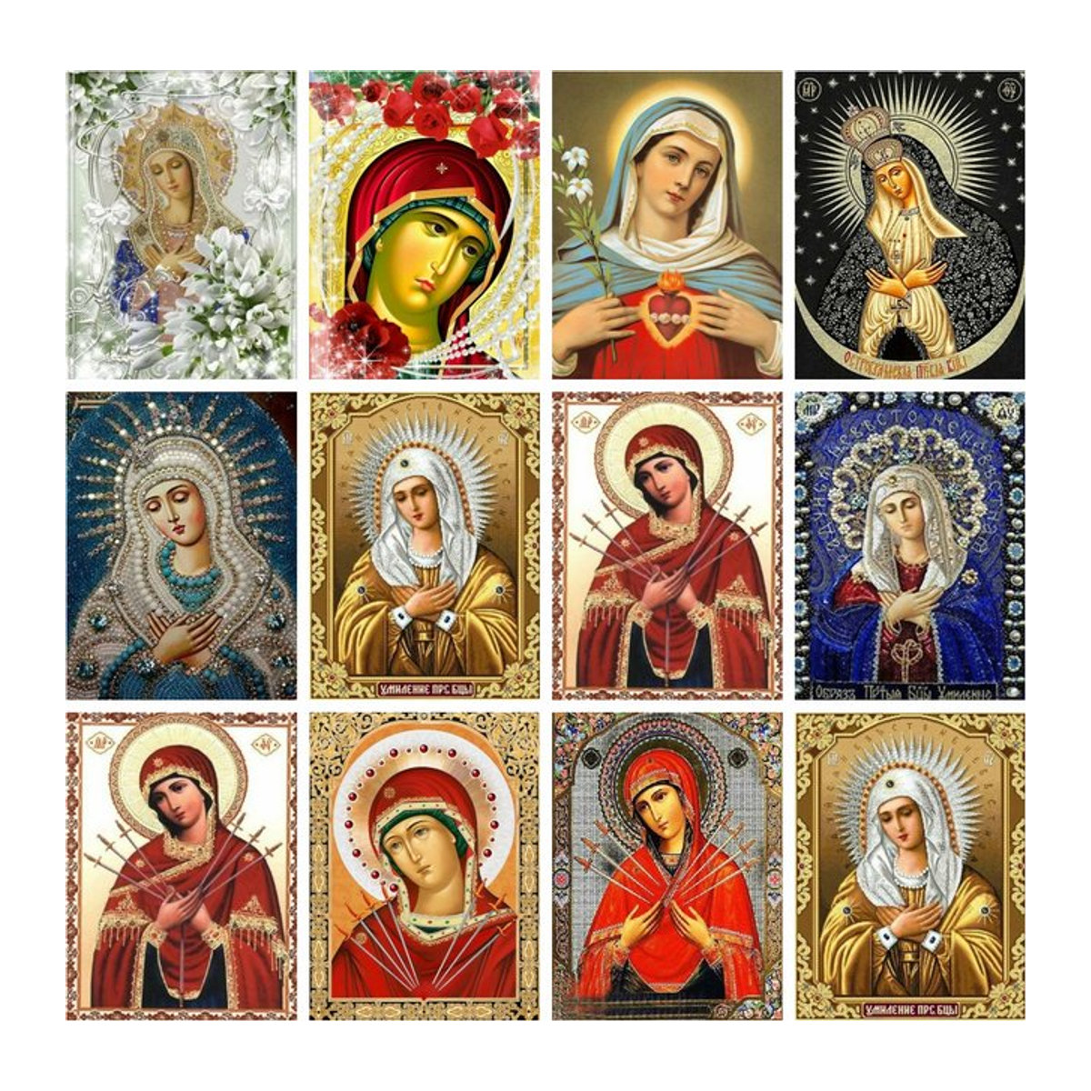 Azqsd Diamantmalerei Jungfrau Mary religiöse Ikone als 5D DIY Stickerei Porträt Mosaik Set in Mehrfarbig - Bild 1