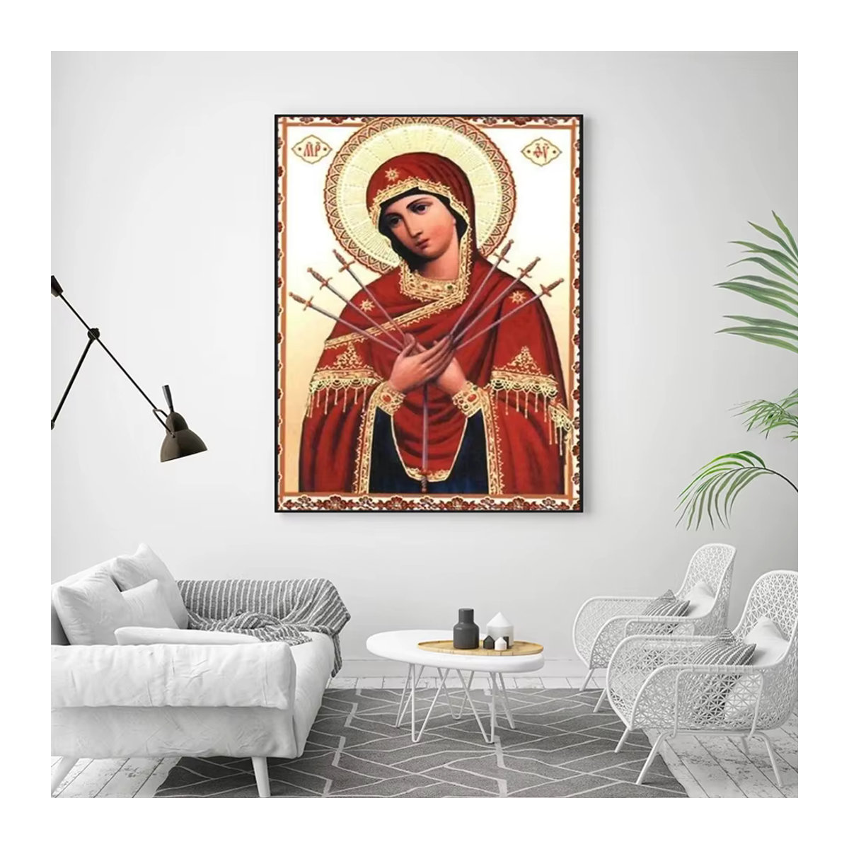 Azqsd Diamantmalerei Jungfrau Mary religiöse Ikone als 5D DIY Stickerei Porträt Mosaik Set in Mehrfarbig - Bild 3