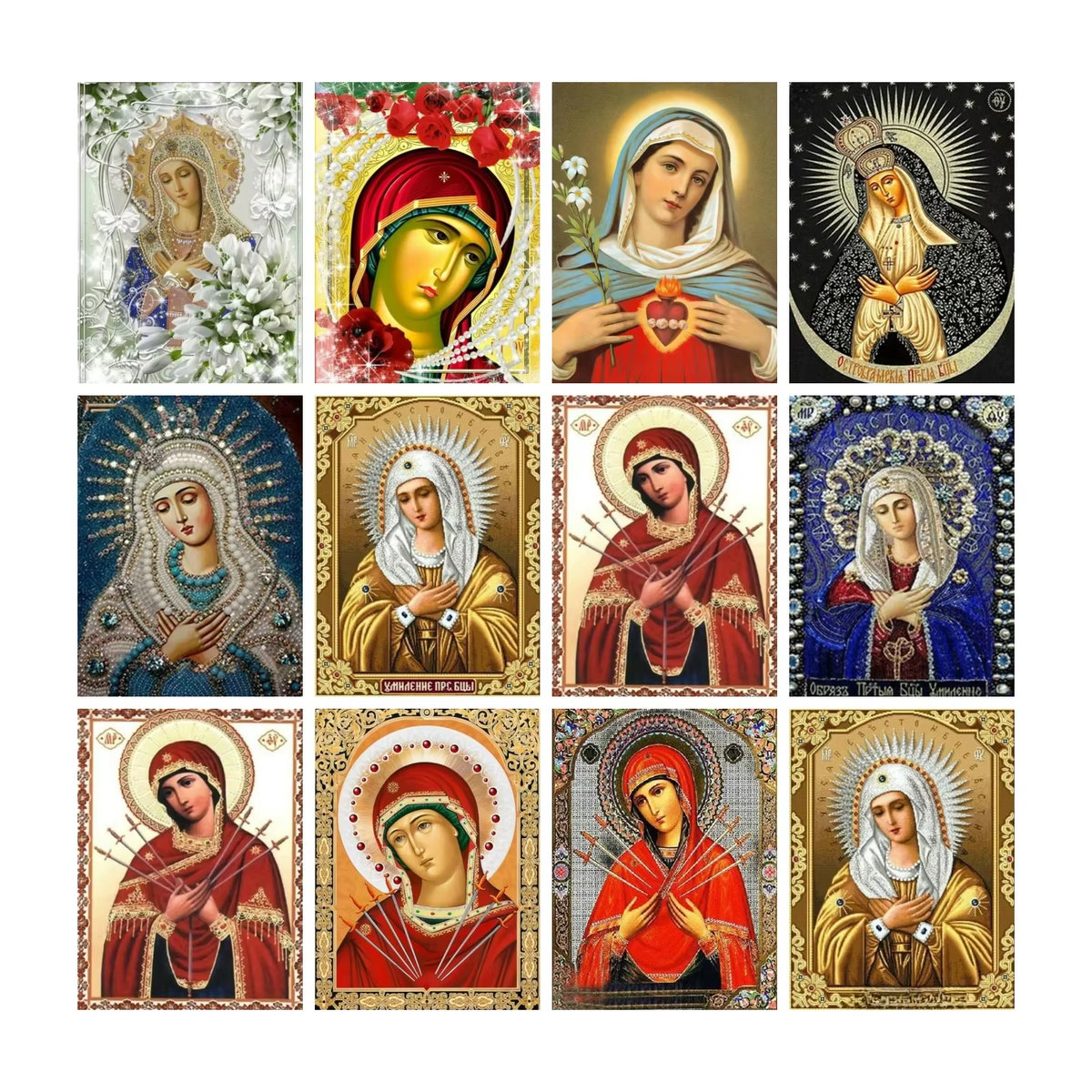 Azqsd Diamantmalerei Jungfrau Mary religiöse Ikone als 5D DIY Stickerei Porträt Mosaik Set in Mehrfarbig - Bild 4