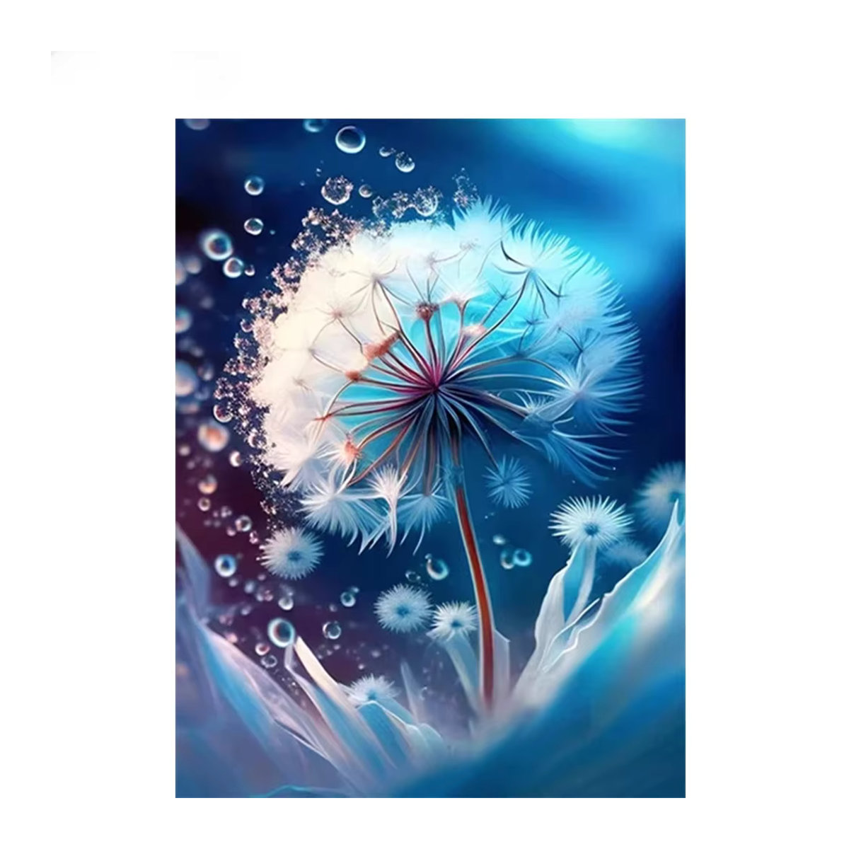 Azqsd Diamantmalerei Löwenzahn Blume als DIY Handarbeit mit Strass in Blau - Bild 3