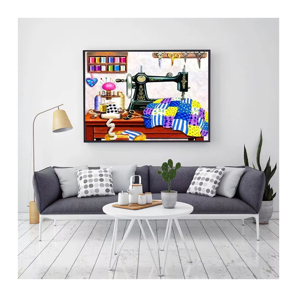 AZQSD Diamantmalerei Nähmaschine Landschaft als 5D DIY Stickerei Set mit Strass-Mosaik in Mehrfarbig - Bild 1