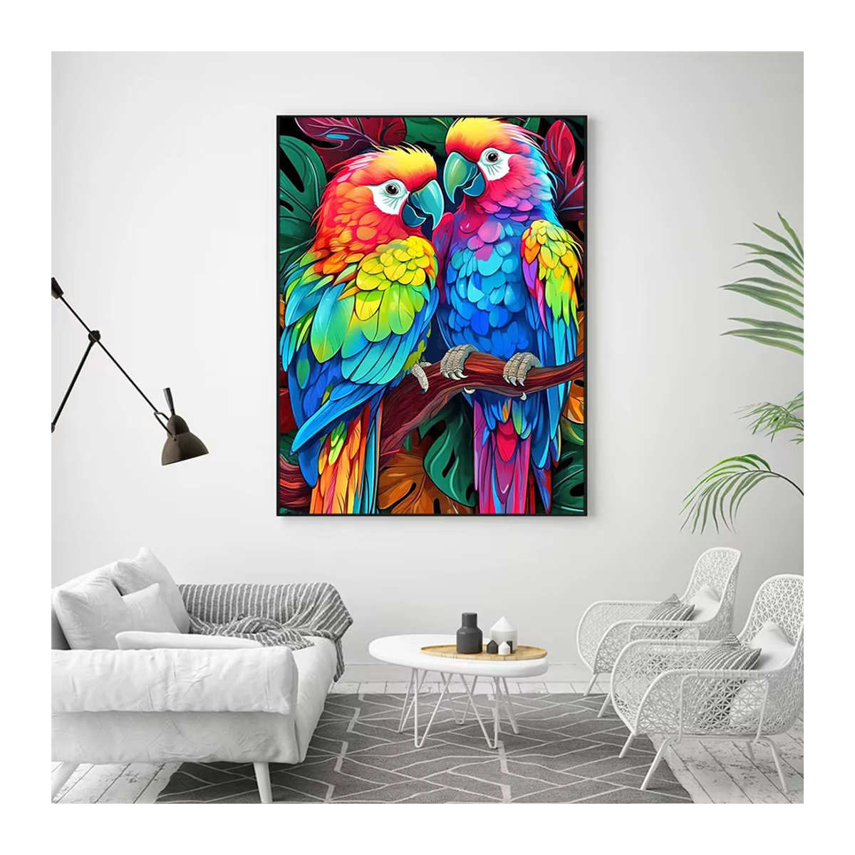 Azqsd Diamantmalerei Papagei als dekoratives Mosaik-Bild in Mehrfarbig zur Wandmontage - Bild 3