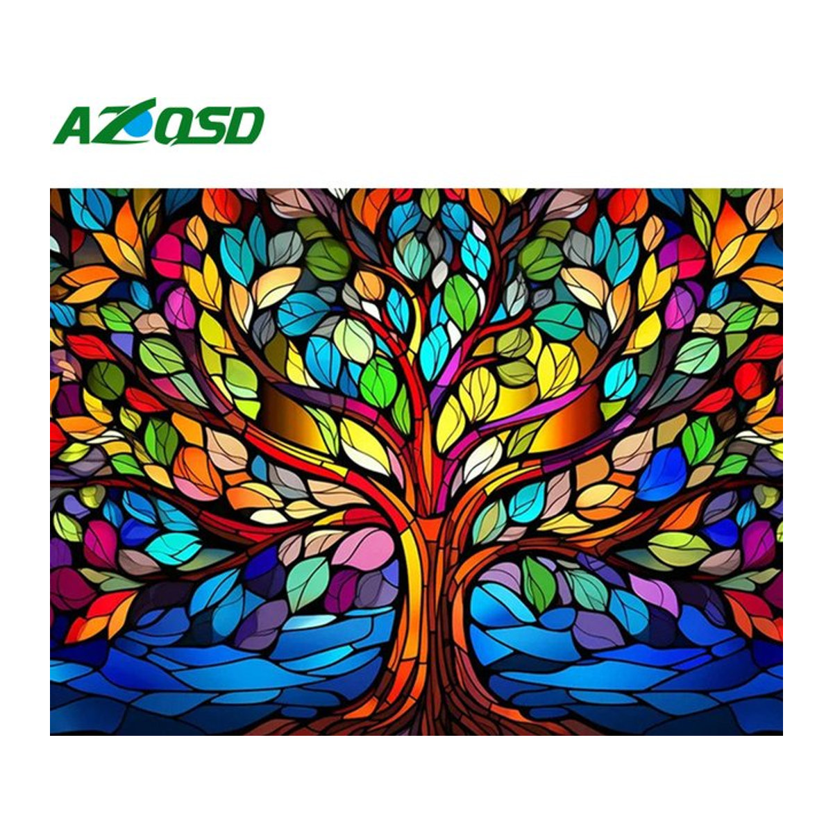 AZQSD Diamantmalerei Set Baumlandschaft Mosaik DIY Stickerei in Mehrfarbig - Bild 1