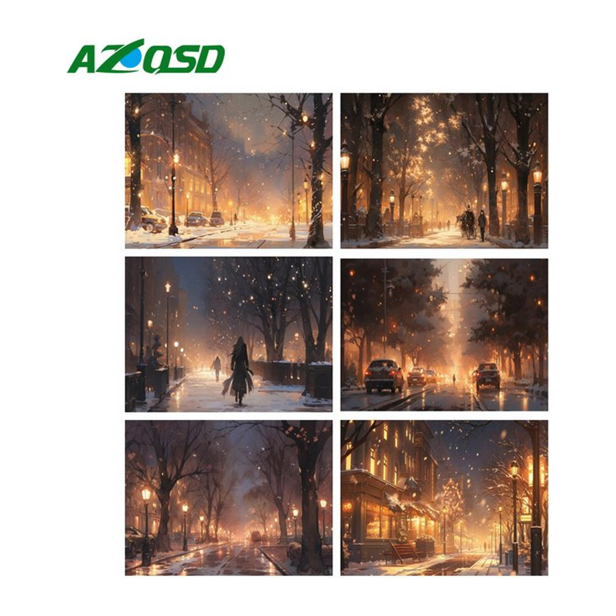 Azqsd Diamantmalerei Stadtlandschaft Nachtmotiv als Wanddekoration in Mehrfarbig - Bild 1