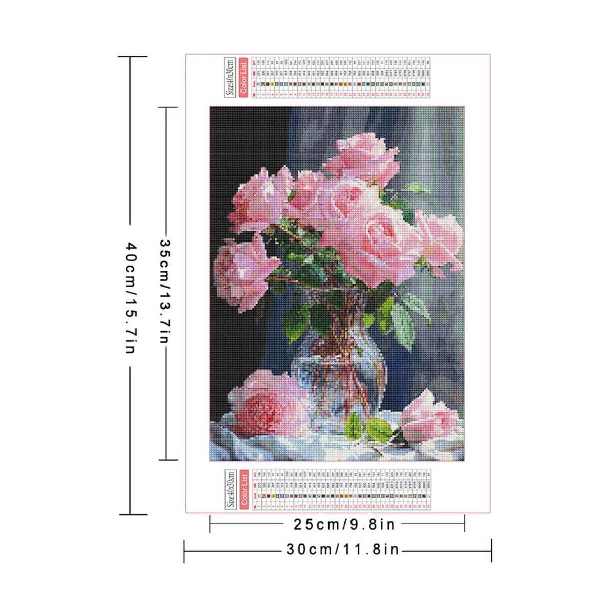AZQSD Diamantstickerei Set Rose Blumen Mosaik Bild in Rosa mit Kristall-Steinen zur Wandmontage - Bild 2
