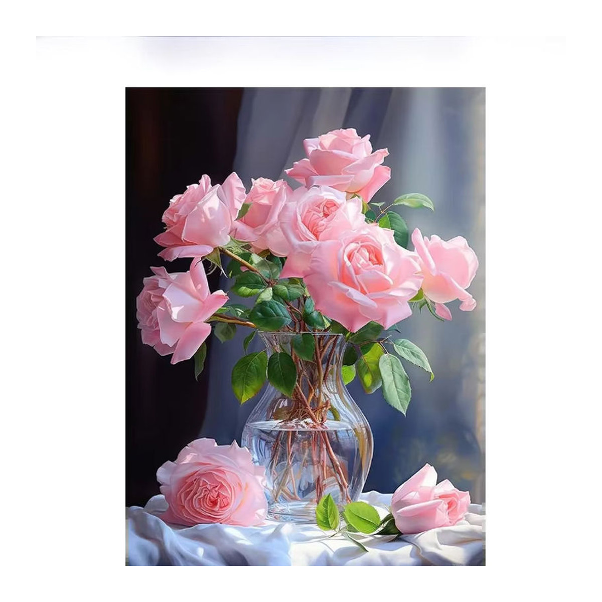 AZQSD Diamantstickerei Set Rose Blumen Mosaik Bild in Rosa mit Kristall-Steinen zur Wandmontage - Bild 4