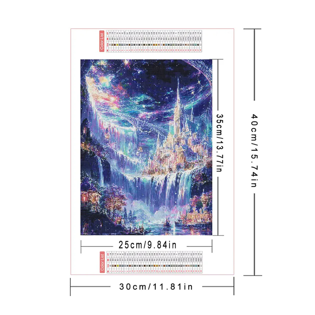 AZQSD Diamond Art Stickerei-Set Schloss-Landschaft mit mehrfarbigen runden Steinen - Bild 2