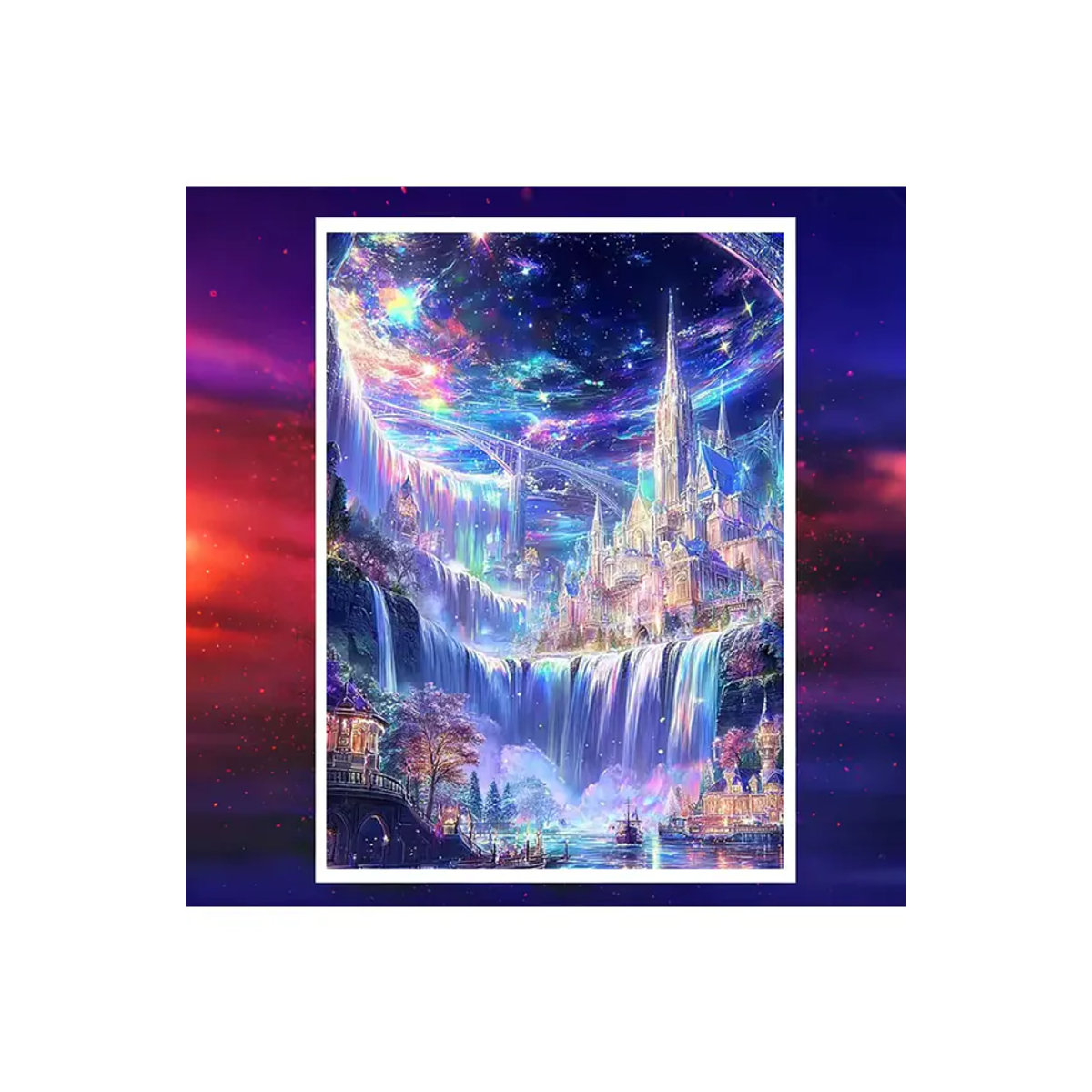 AZQSD Diamond Art Stickerei-Set Schloss-Landschaft mit mehrfarbigen runden Steinen - Bild 4