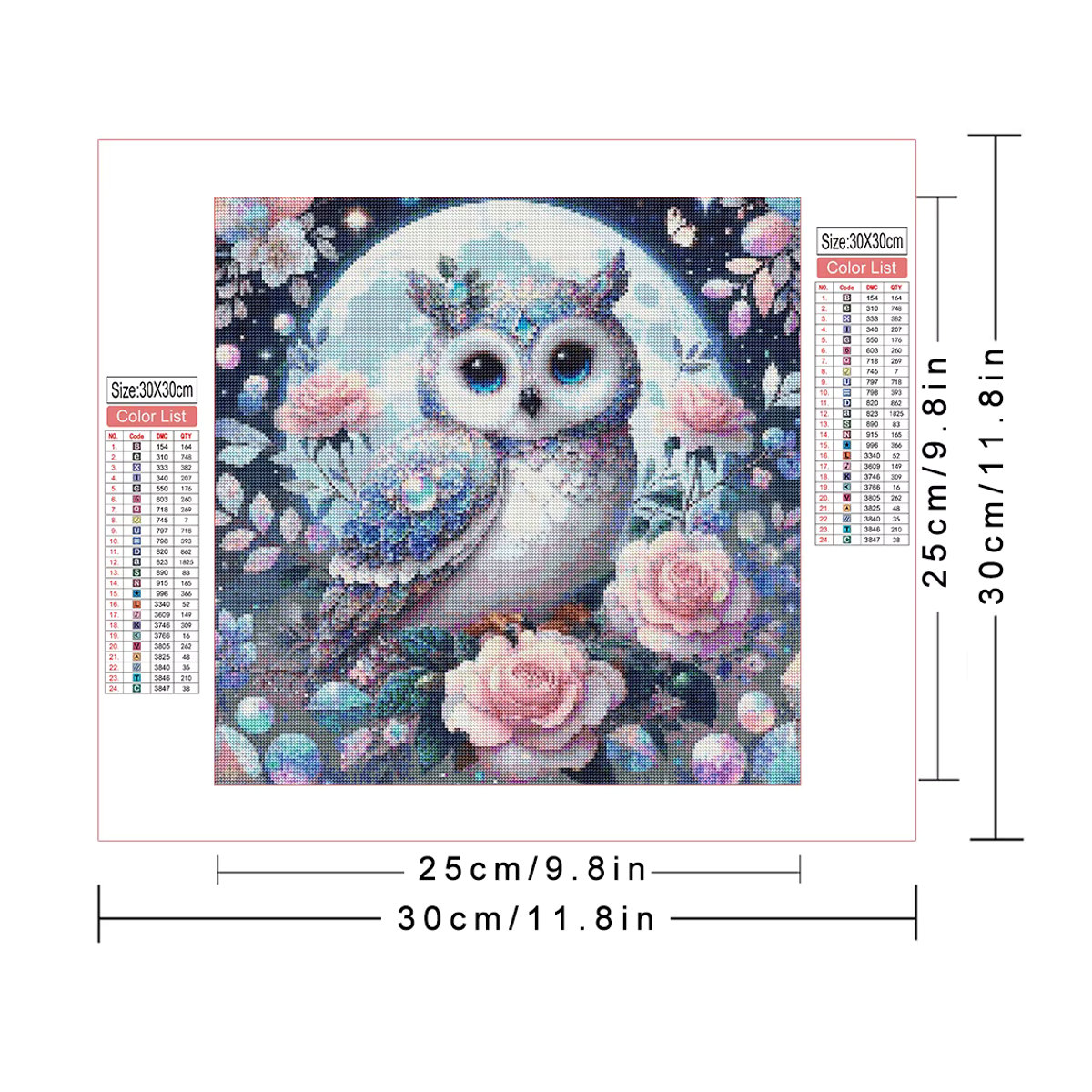 Azqsd Diamond Painting Kit Eule und Blumen Motiv mit Strasssteinen in Mehrfarbig für DIY Kreuzstich Wanddeko - Bild 2