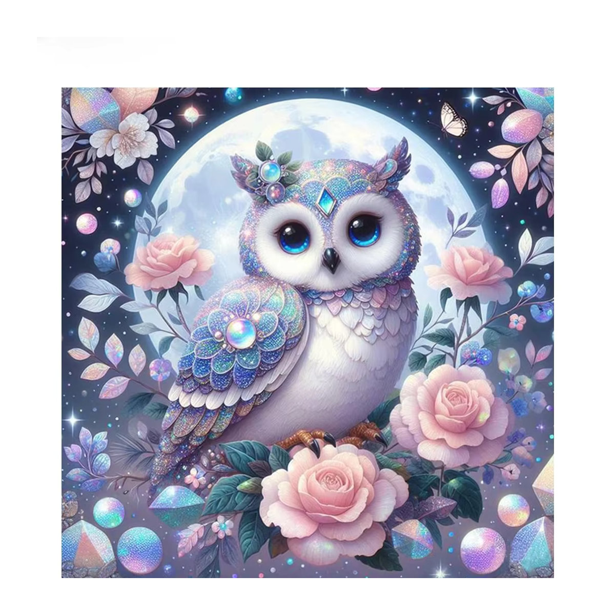 Azqsd Diamond Painting Kit Eule und Blumen Motiv mit Strasssteinen in Mehrfarbig für DIY Kreuzstich Wanddeko - Bild 4