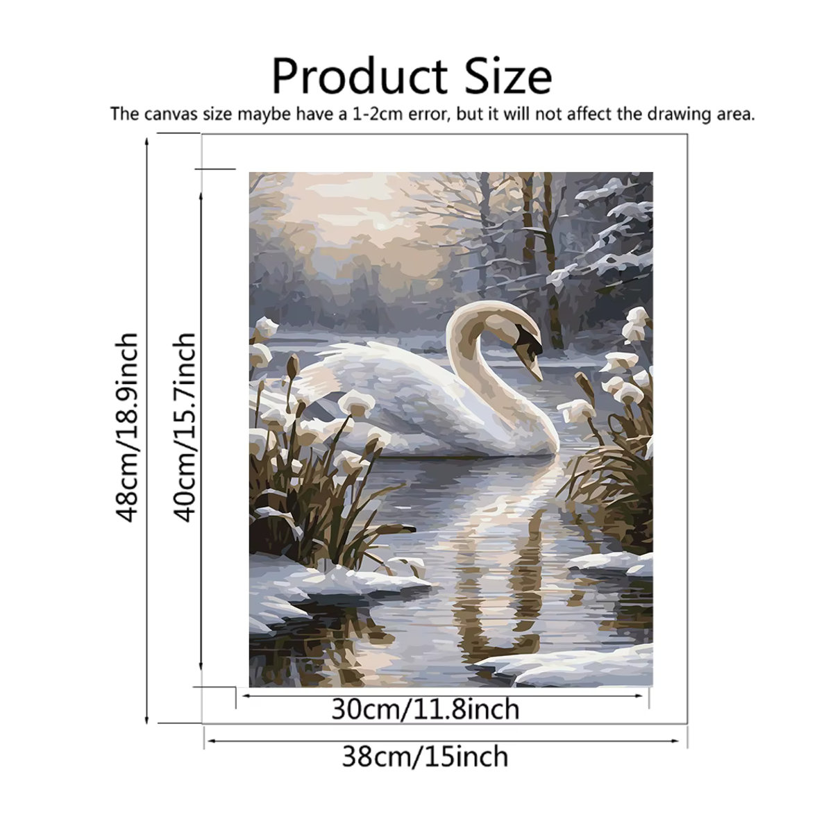 Azqsd Malen nach Zahlen Schwan Winter Motiv auf Leinwand, mehrfarbiges Tier-Bild für Kinder zur Wanddekoration - Bild 2
