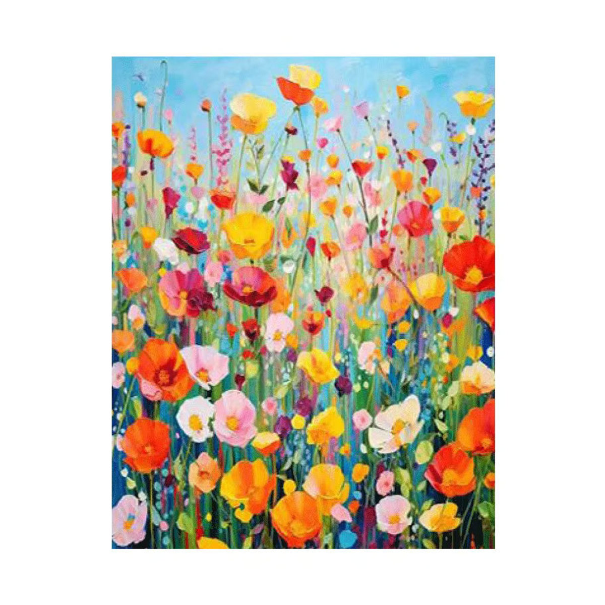 Azqsd Malen nach Zahlen Set Mohnblumen Landschaft auf Leinwand, modernes DIY Blumenfeld Wanddeko, mehrfarbig, B/H: 48 x 38 cm - Bild 3
