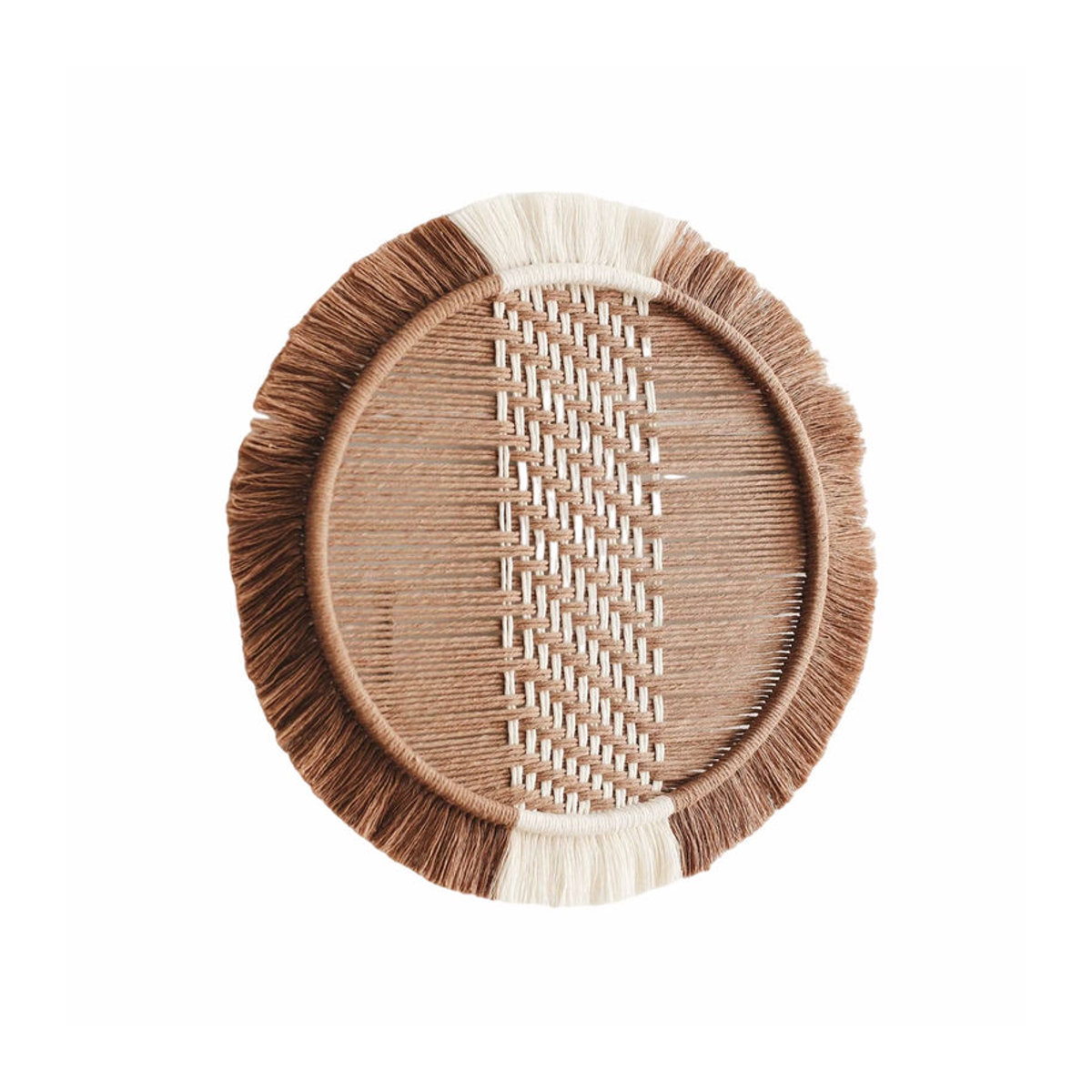 B&B Home Wandbehang Nordic Kreis handgewebter Wandteppich in Beige mit geometrischem Design und Bohemian-Stil, Durchmesser: 35 cm - Bild 5