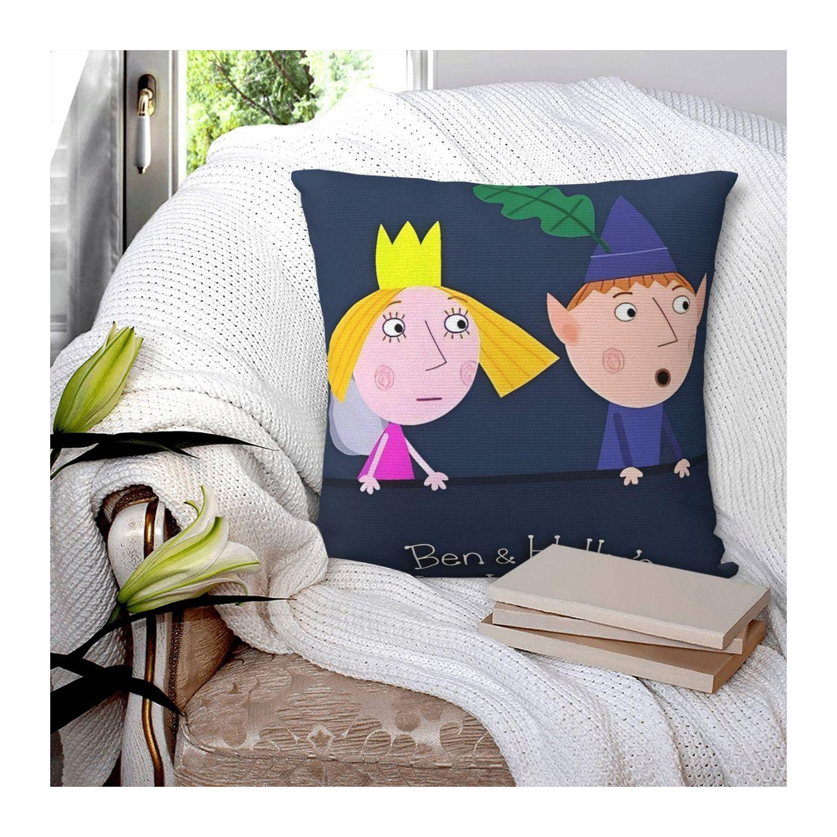 B-Ben Und H-Holly Traumhafte Welt Kissenbezug in Multicolor, weiche Grafik-Kissenhülle für Sofa und Heimdekoration, B/B/H: 18 x 18 x 18 cm - Bild 1