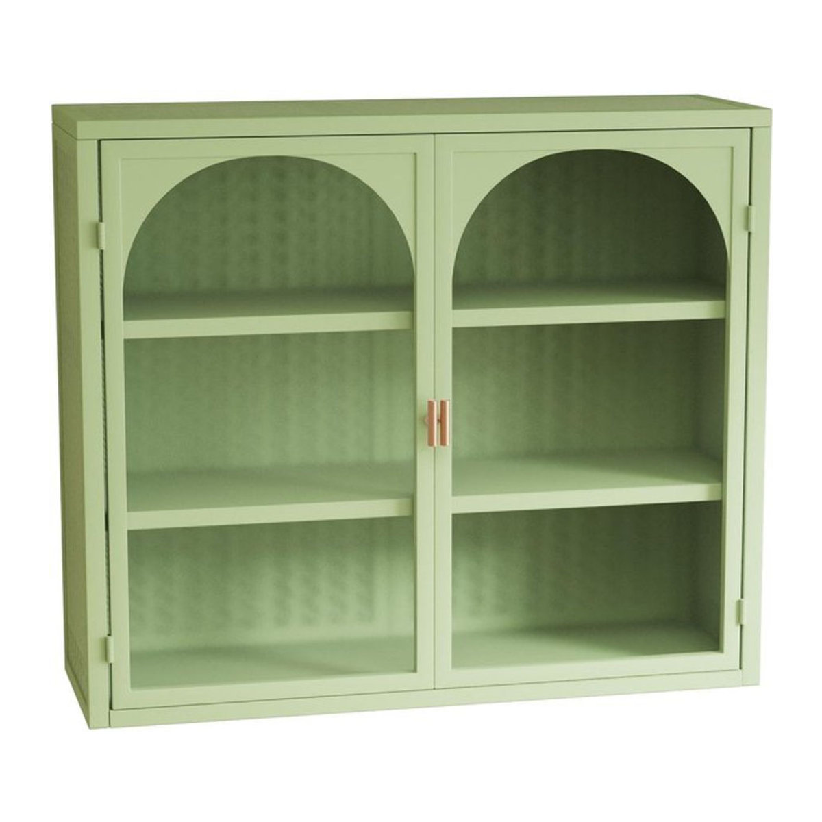 B&F Hängevitrine in Grün mit Glastüren und zwei Drehtüren aus Glas und Metall, B/T/H: 70 x 23 x 60 cm - Bild 1