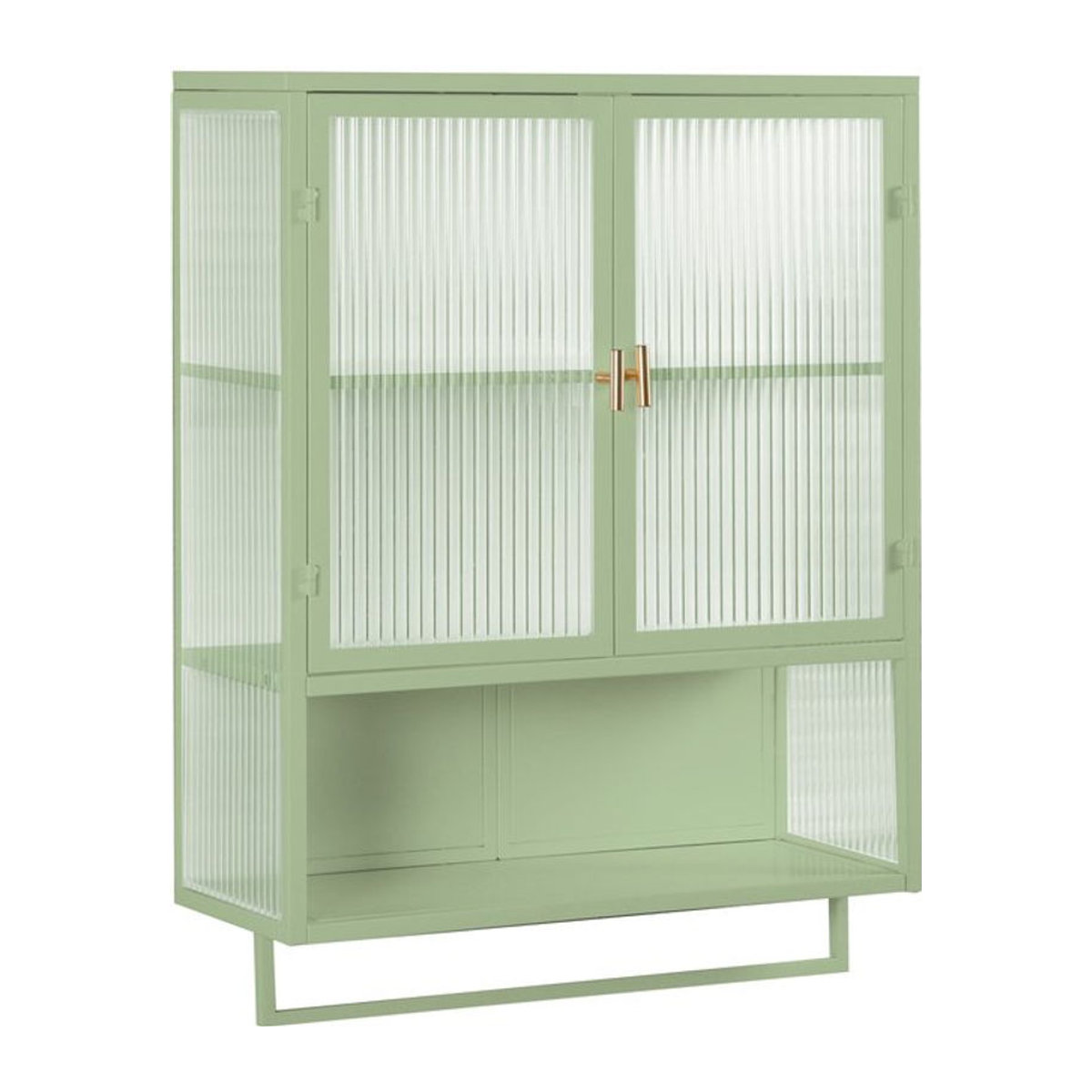 B&F Hängevitrine mit Glastüren und abnehmbarem Regal in Grün, Metall und Glas, B/T/H: 60 x 23 x 78 cm - Bild 1