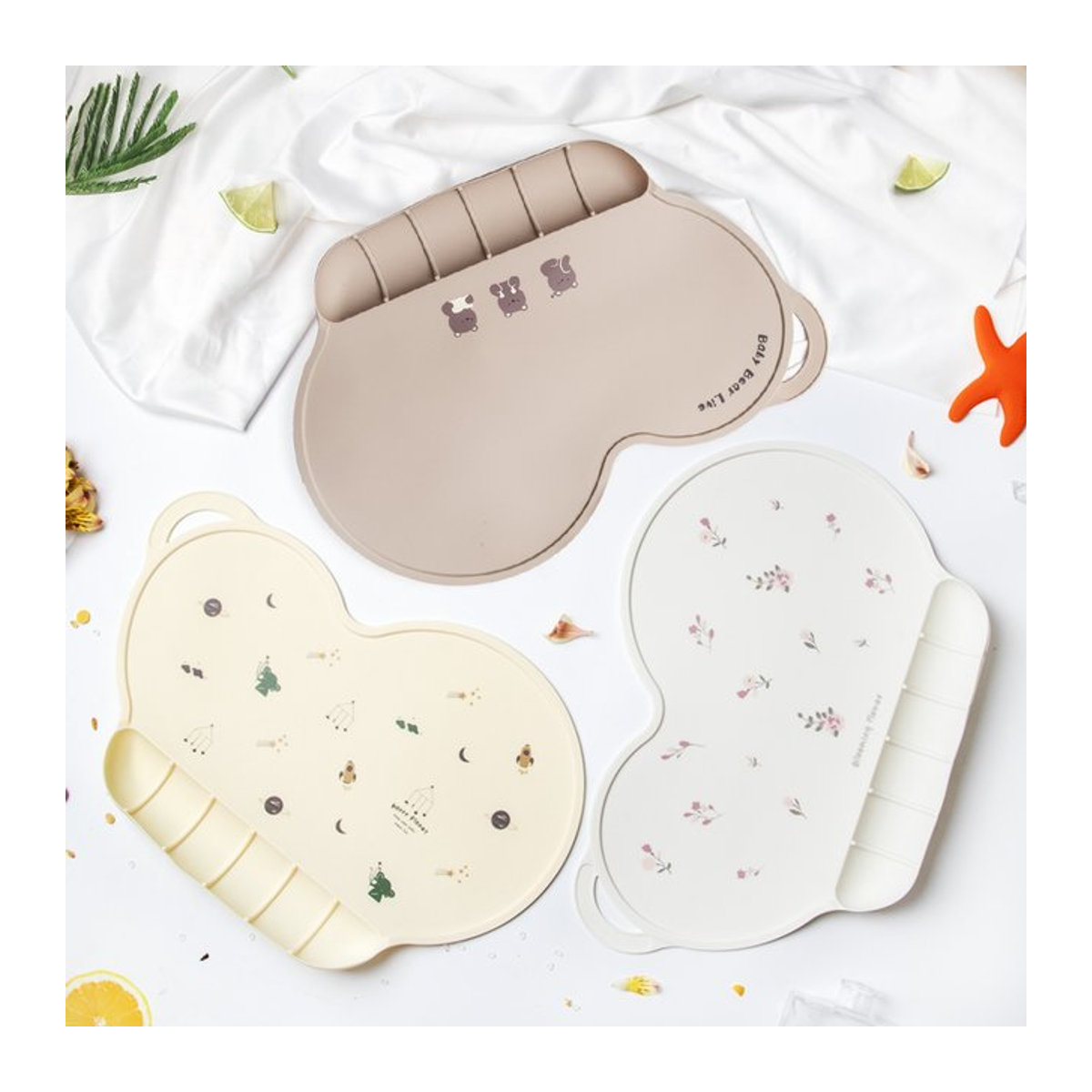 Baby Cloud Silikon-Tischset in Cherry, wasserdicht und ölbeständig mit Saugnapf und Isolationsfunktion - Bild 1