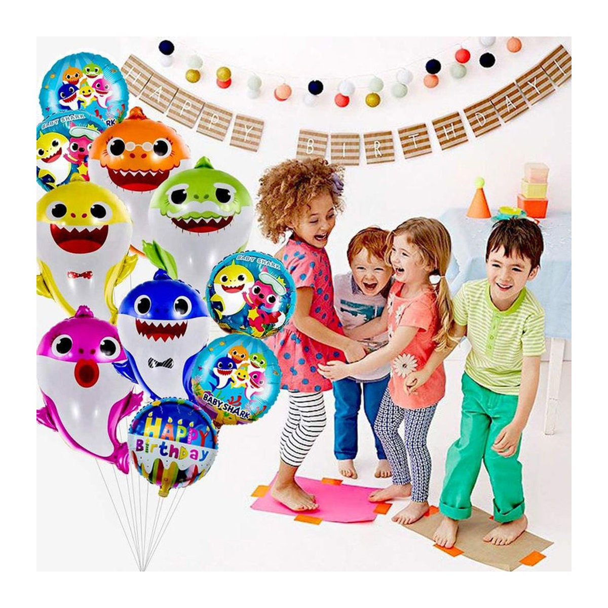 Baby Shark Party-Dekoration Set mit Helium-Babyhai-Luftballons und runden Luftballons in Mehrfarbig von happybuySE - Bild 7