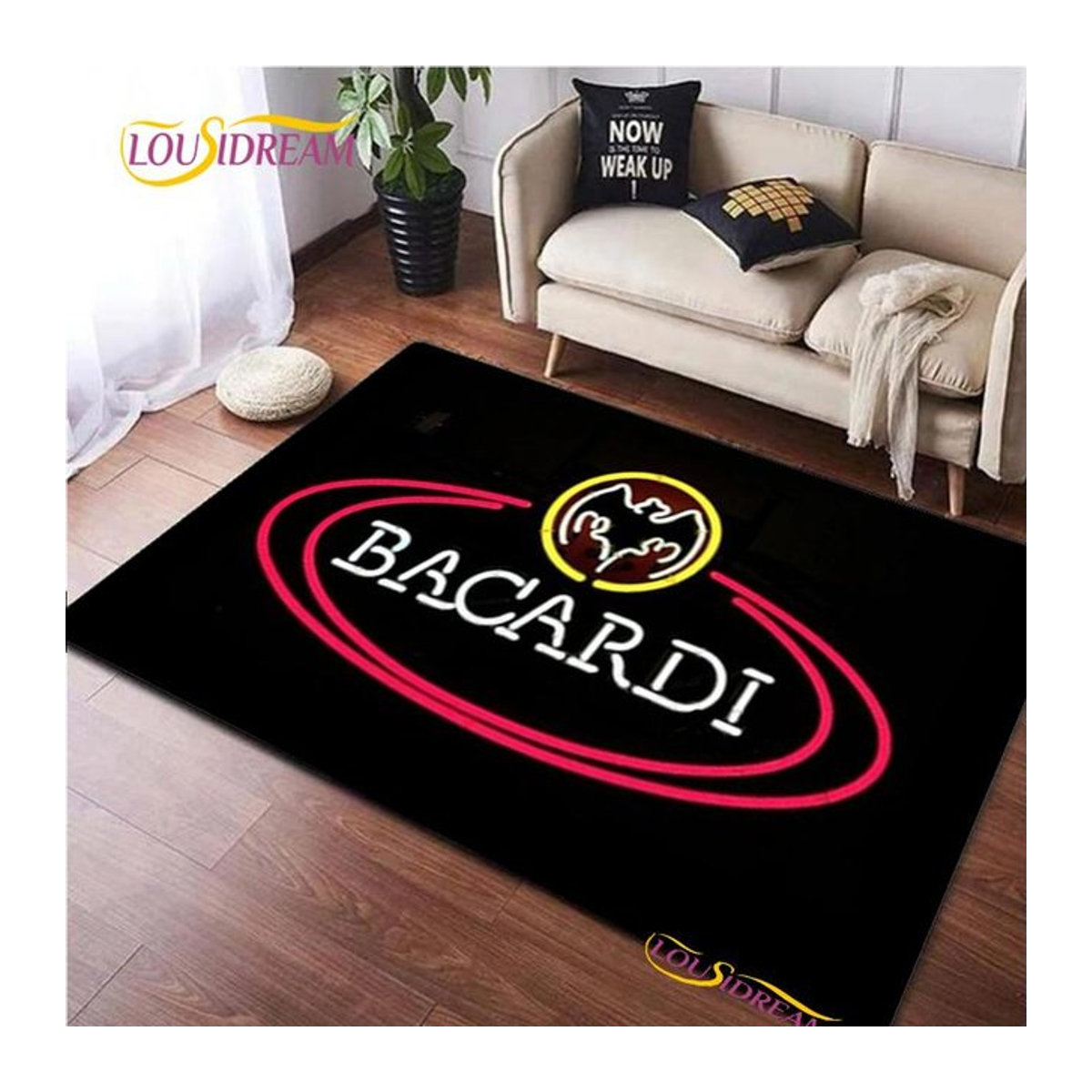 Bacardi Rum Logo Bereichsteppich Rutschfeste Fußmatte für Wohnzimmer Schlafzimmer und Küche B/B: 80 x 120 cm - Bild 1