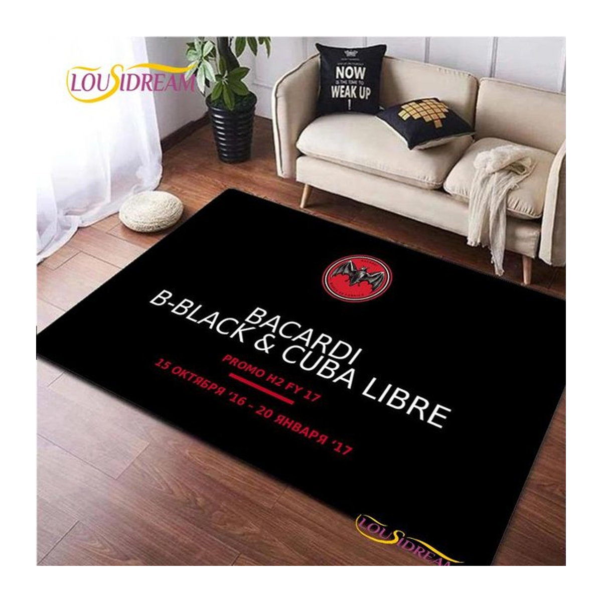 Bacardi Rum Logo Bereichsteppich Rutschfeste Fußmatte für Wohnzimmer Schlafzimmer und Küche B/T: 40 x 60 cm - Bild 1