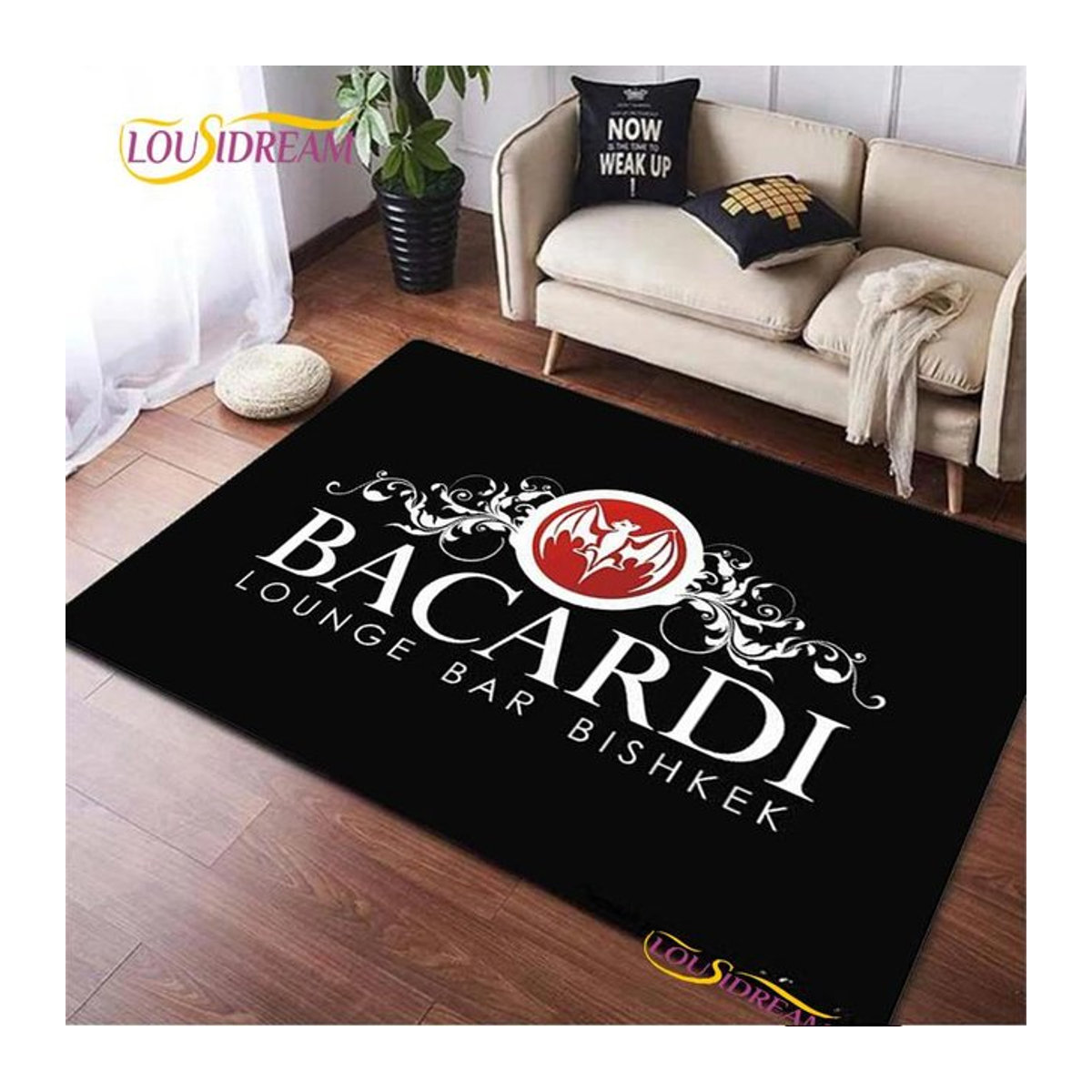 Bacardi Rum Logo Bereichsteppich Rutschfeste Fußmatte für Wohnzimmer Schlafzimmer und Küche B/T: 60 x 40 cm - Bild 1