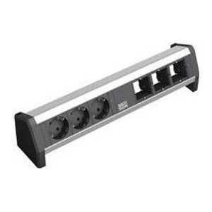 Bachmann DESK Steckdosenleiste mit 3 Ausgangsanschlüssen und GST18i3 Eingang in Schwarz