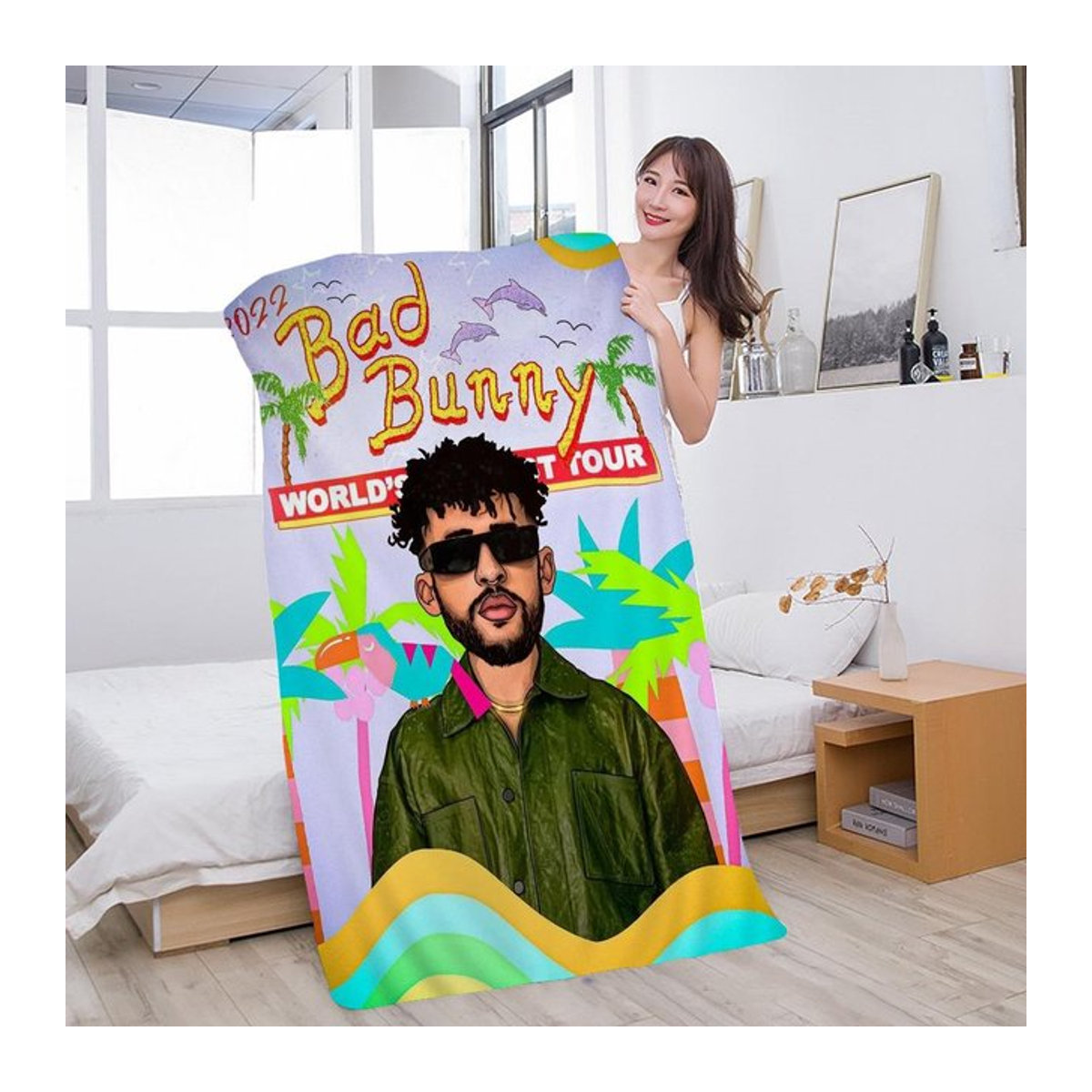 Bad Bunny Un Verano Sin Ti Mikrofaser Strandtuch und Duschtuch Multicolor, B: 30 cm, H: 60 cm - Bild 1