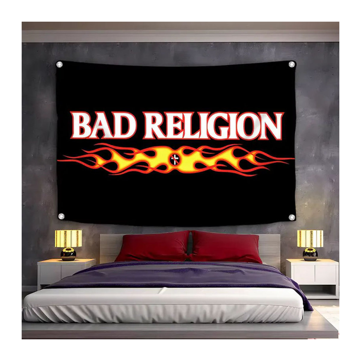 Bad Religion Punk Rock Band Flagge aus Textil in Schwarz, minimalistisches rechteckiges Stoffbanner für Outdoor und Heimdekoration, B/H: 120 x 120 cm - Bild 2
