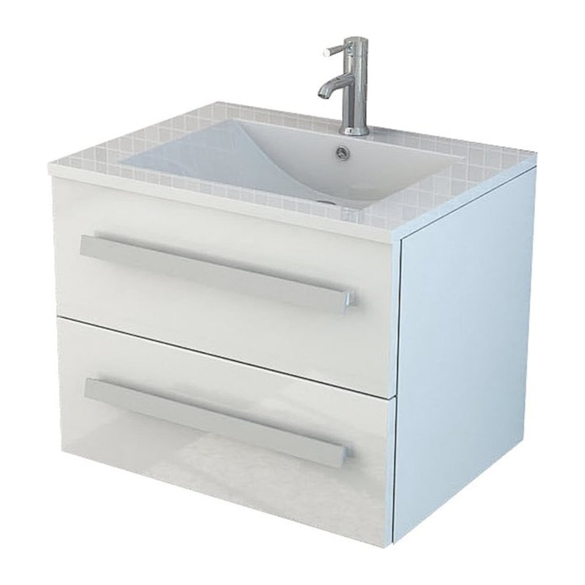 Badmöbel Waschtisch Set Jet-Line AROSA II in Weiss Hochglanz mit Soft-Close-Funktion, Breite: 60 cm - Bild 1