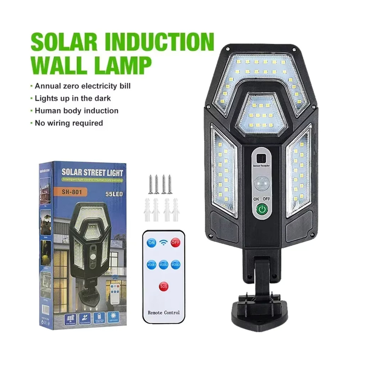 BALDR Solar Außenlampe mit 55 LED und Bewegungsmelder sowie Fernbedienung, wasserdichte Solar Wandleuchte für den Außenbereich - Bild 7