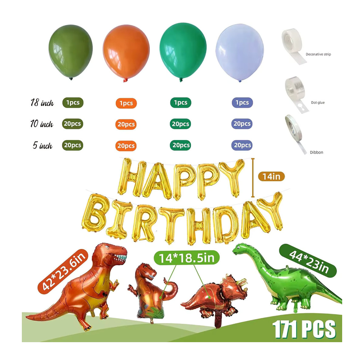 Ballon Girlande Bogen Kit für Dinosaurier und Dschungel Thema Party Dekoration in Multicolor - Bild 3