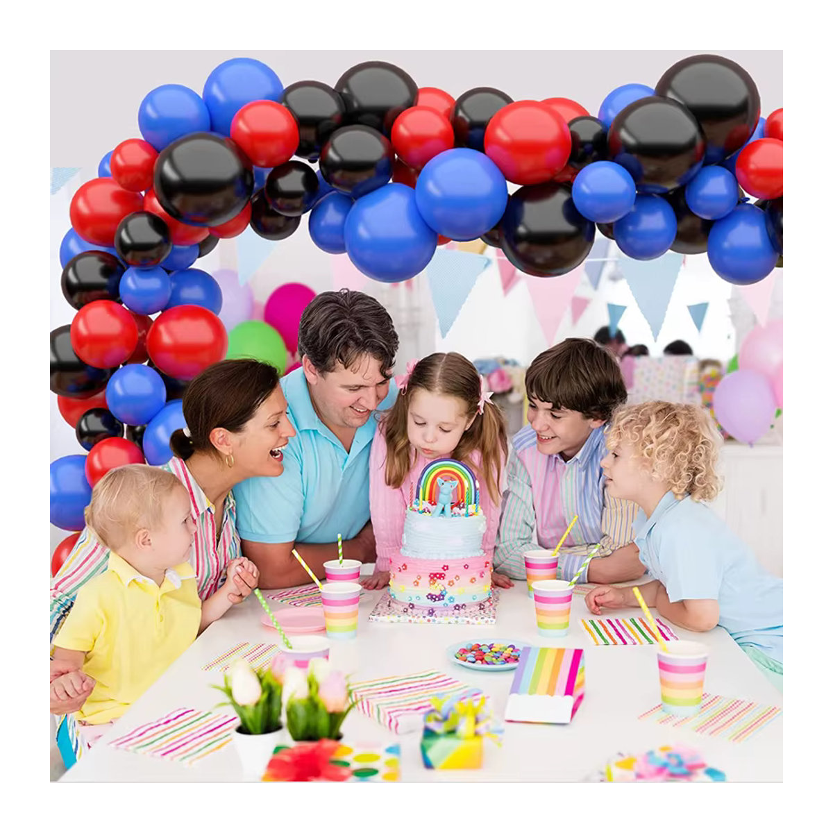 Ballon Girlande Bogen Kit für Spinne Themenparty in Rot, Schwarz und Blau zur Dekoration von Kindergeburtstagen und Feiern - Bild 3