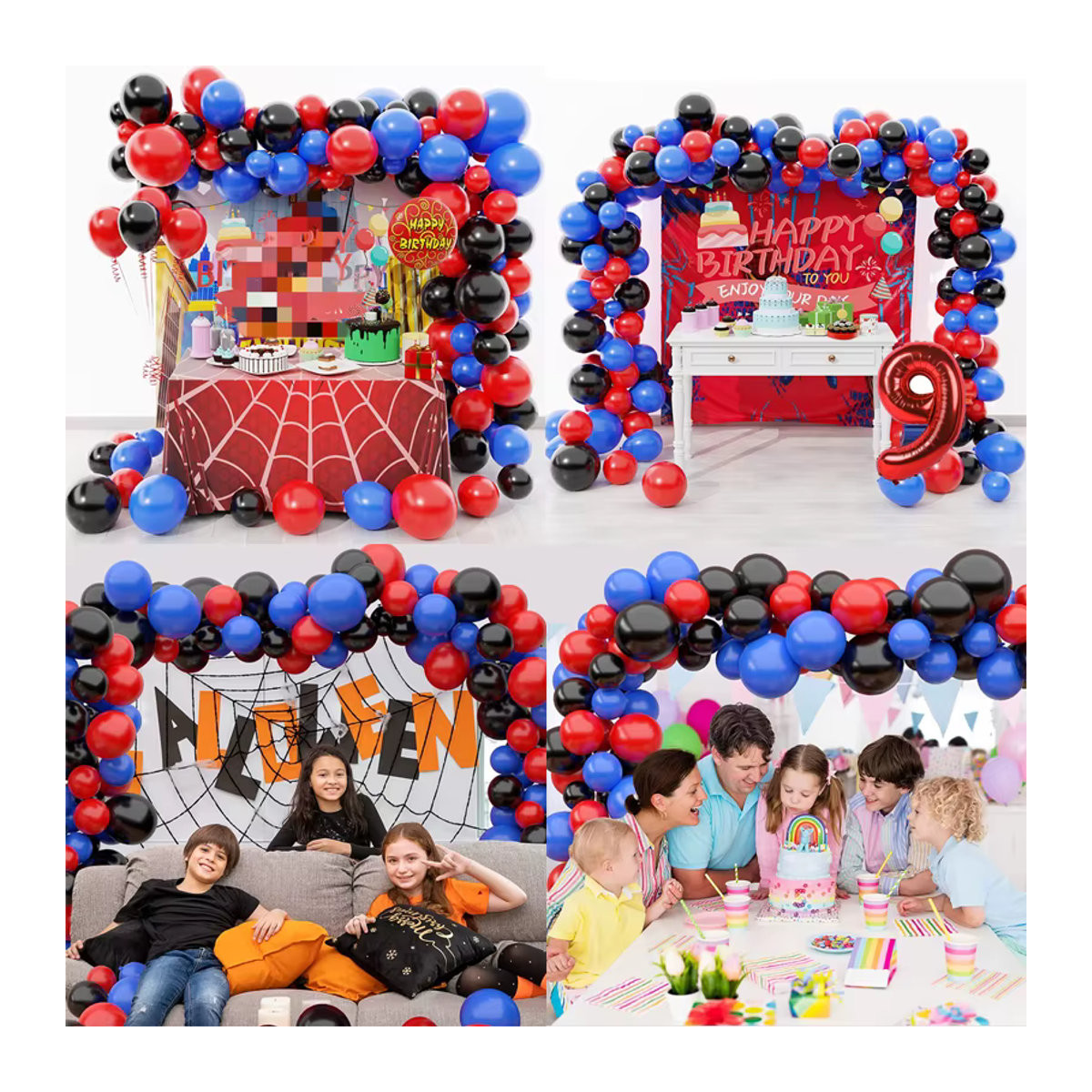 Ballon Girlande Bogen Kit für Spinne Themenparty in Rot, Schwarz und Blau zur Dekoration von Kindergeburtstagen und Feiern - Bild 4